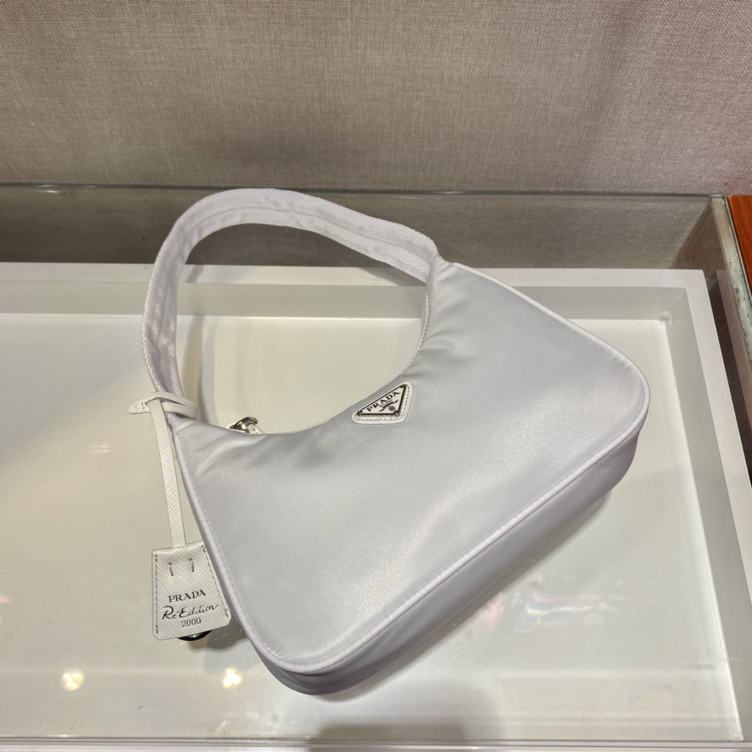 Prada Mini Re Nylon Re Edition 2000 Hobo Bag Handbag White 1NE515